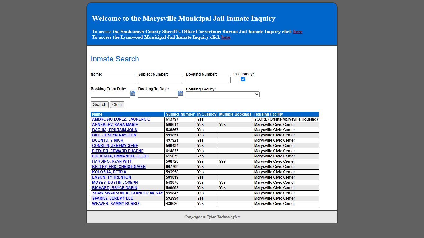 Inmate Search